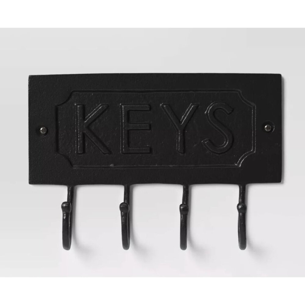 Threshold Black Elegant Entryway Welcome Display, 4-Hook Organizer